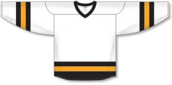 Athletic (AK) Knit Athletic Knit (AK) H6500A-436 Adult White/Black/Gold League Hockey Jersey