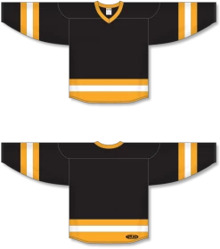 Athletic (AK) Knit Athletic Knit (AK) H6500A-437 Adult Black/Gold/White League Hockey Jersey