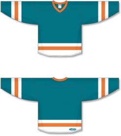 Athletic (AK) Knit Athletic Knit (AK) H6500A-458 Adult Pacific Teal/White/Orange League Hockey Jersey