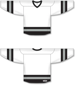 Athletic (AK) Knit Athletic Knit (AK) H6500A-627 Adult White/Black/Grey League Hockey Jersey