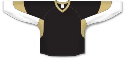 Athletic (AK) Knit Athletic Knit (AK) H6600Y-628 Youth Black/White/Vegas Gold League Hockey Jersey