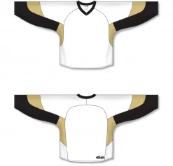 Athletic (AK) Knit Athletic Knit (AK) H6600Y-629 Youth White/Black/Vegas Gold League Hockey Jersey
